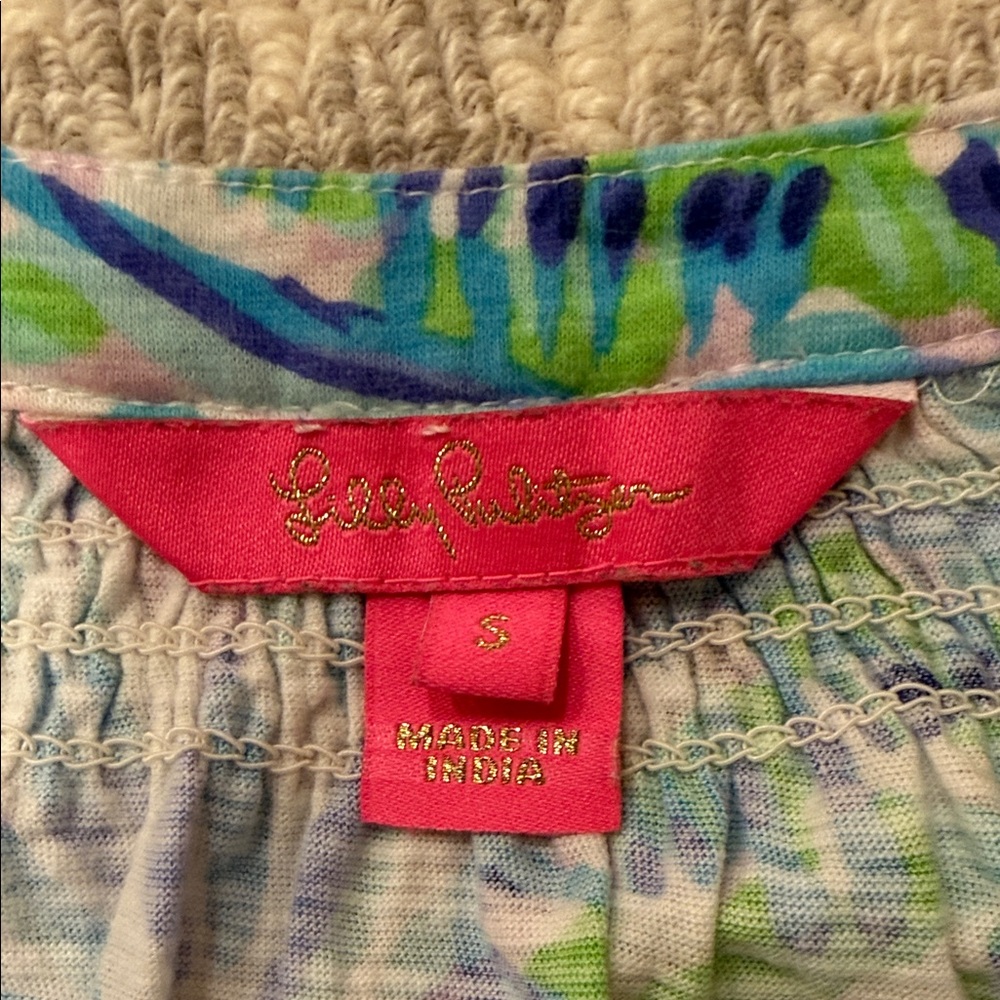 Lilly Pulitzer Essie Tank Top Vibrant Blue and Green Blouse, size small - Picture 3 of 6